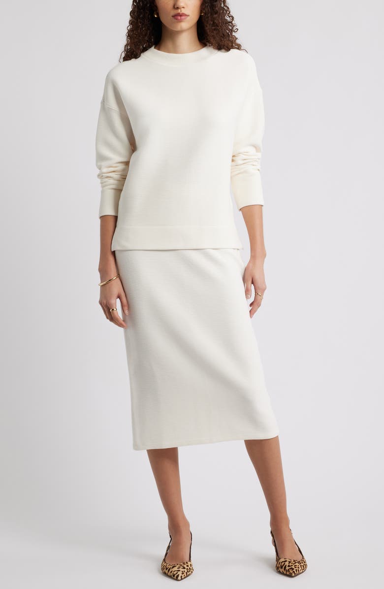 Caslon<sup>®</sup> Ottoman Knit Mock Neck Sweatshirt, Alternate, color, White Hot