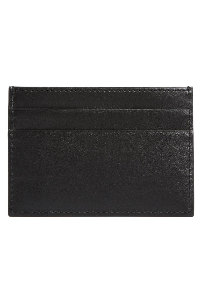 Logo Embossed Leather Card Case, Alternate, color, BLACK