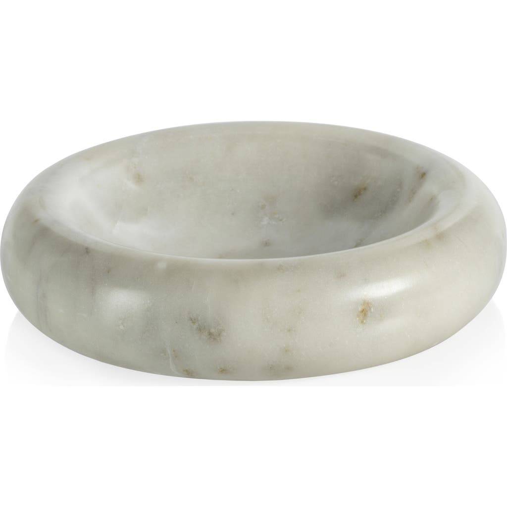 Zodax Monza Curved Round Marble Bowl In White