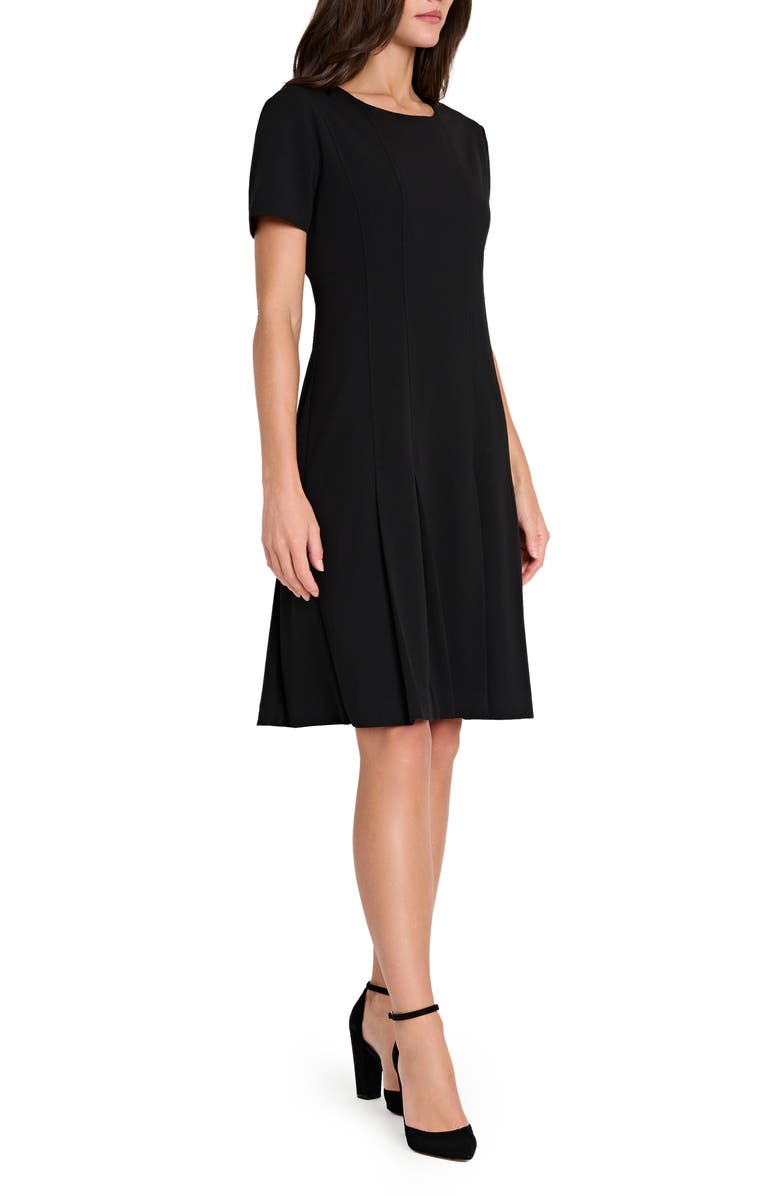 Tahari ASL Stretch Crepe Fit & Flare Dress, Alternate, color, Black
