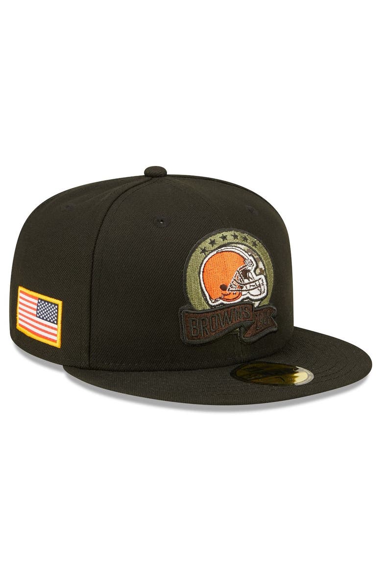 Men's New Era Black Cleveland Browns 2022 Salute To Service 59FIFTY Fitted Hat, Main, color, Black