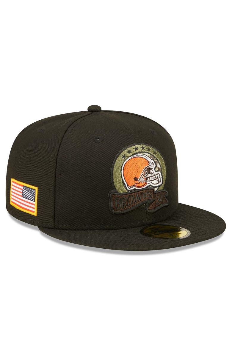 New Era Men's New Era Black Cleveland Browns 2022 Salute To Service 59FIFTY Fitted Hat, Main, color, 
