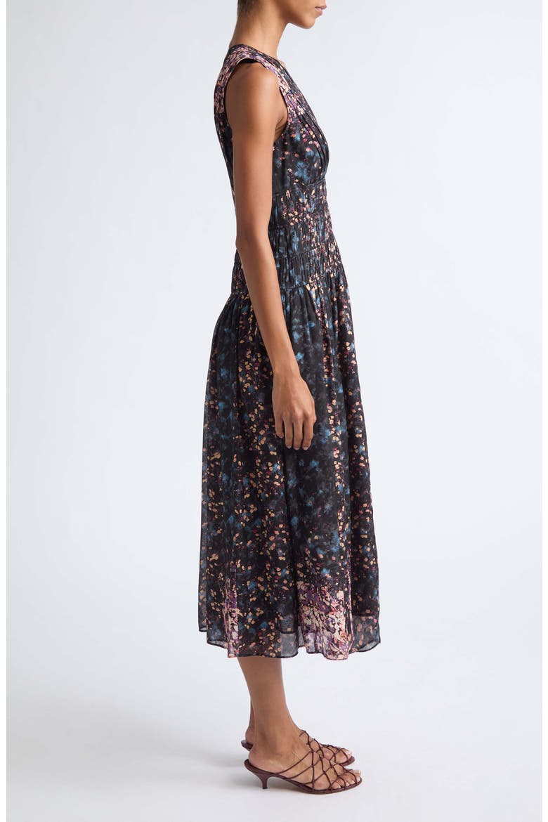 Sylvie Floral Sleeveless Silk Dress, Alternate, color, ECLIPSE