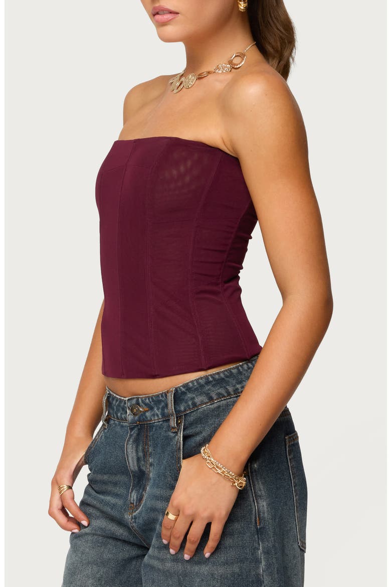 Reed Strapless Mesh Corset Top, Alternate, color, WINE