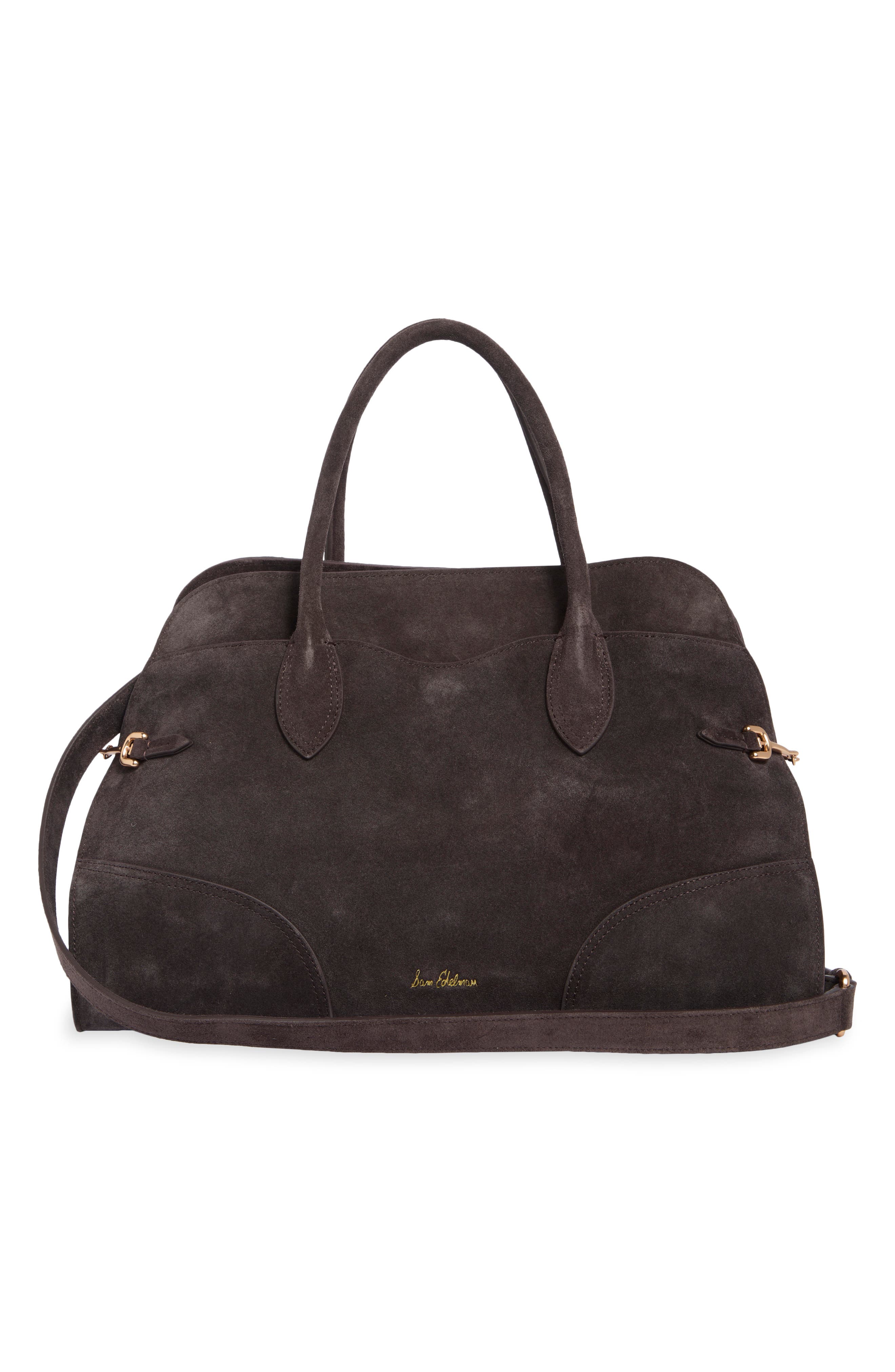 Loraine Large Relaxed Leather Satchel, Alternate, color, DARK BROWN