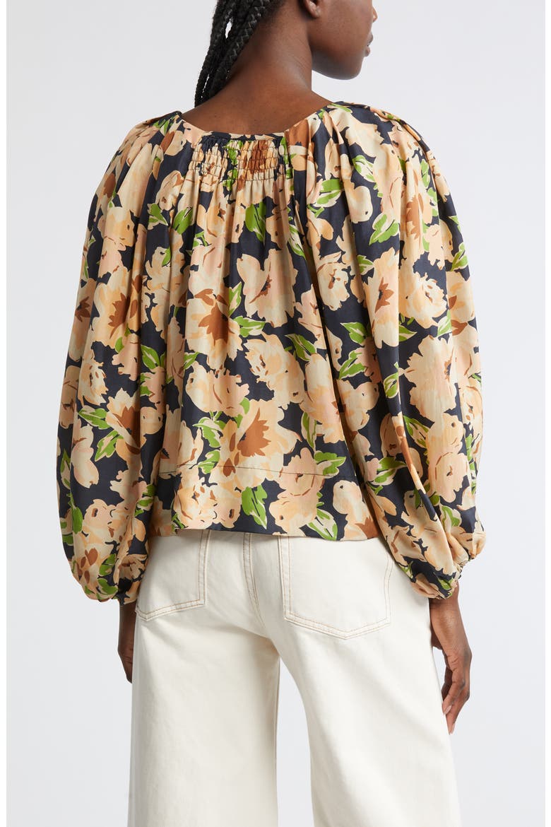 The Magpie Floral Print Silk Crop Top, Alternate, color, VICTORIAN ROSE PRINT