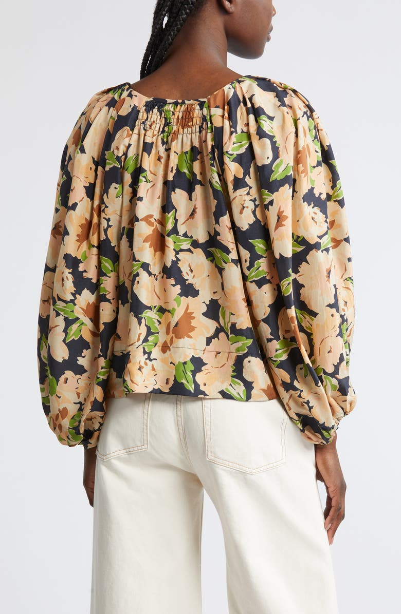 THE GREAT. The Magpie Floral Print Silk Crop Top, Alternate, color, 