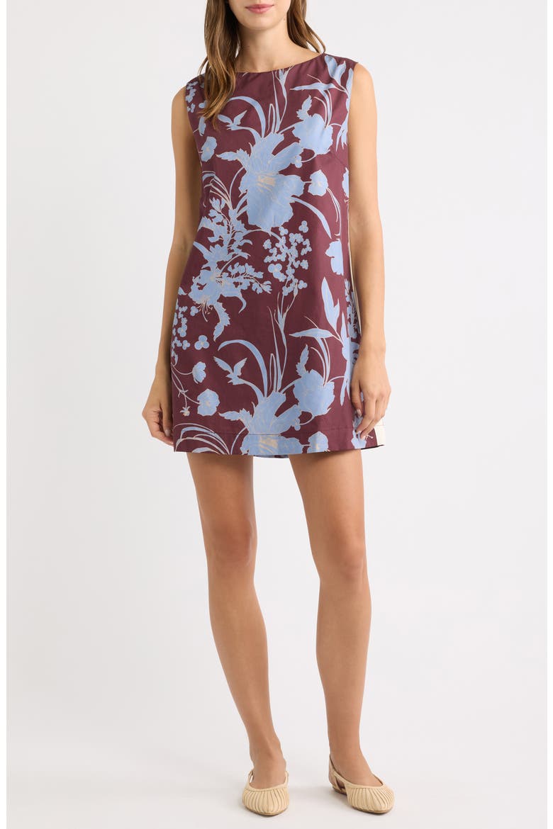Elorna Sleeveless Minidress, Main, color, BURGUNDY FLORAL