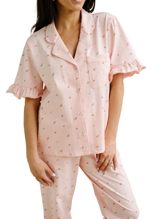NOON NOON STRETCH COTTON RUFFLE PAJAMA SET