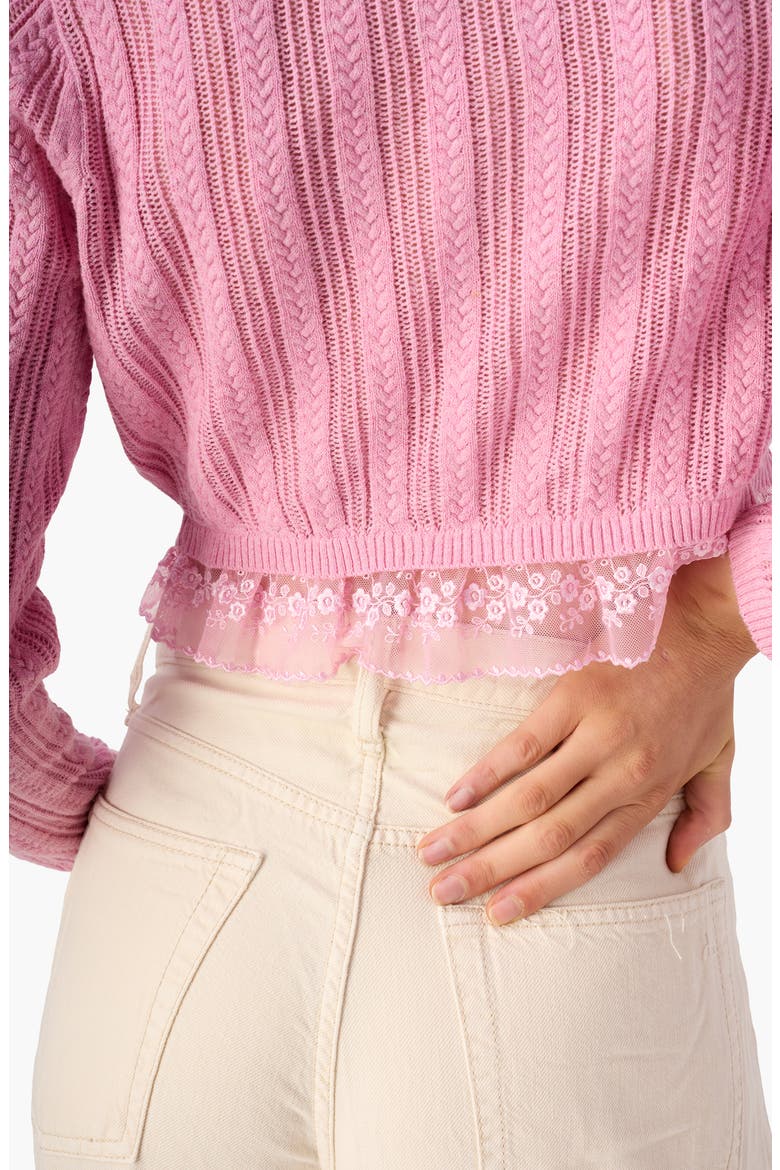 Pedra Mixed Stitch Cotton Cardigan, Alternate, color, ROSEBUD