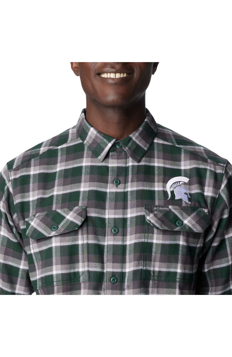 Columbia Green Michigan State Spartans Flare Gun Flannel Long Sleeve Shirt, Alternate, color, Green