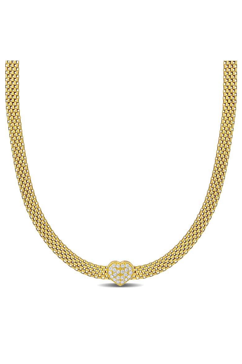3/4 CTW Cubic Zirconia Heart Necklace, Main, color, Yellow-Plated