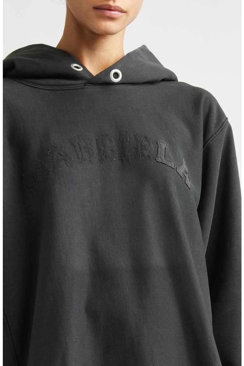 Décortiqué Logo Raw Cut Fleece Hoodie, Alternate, color, VINTAGE CARBON