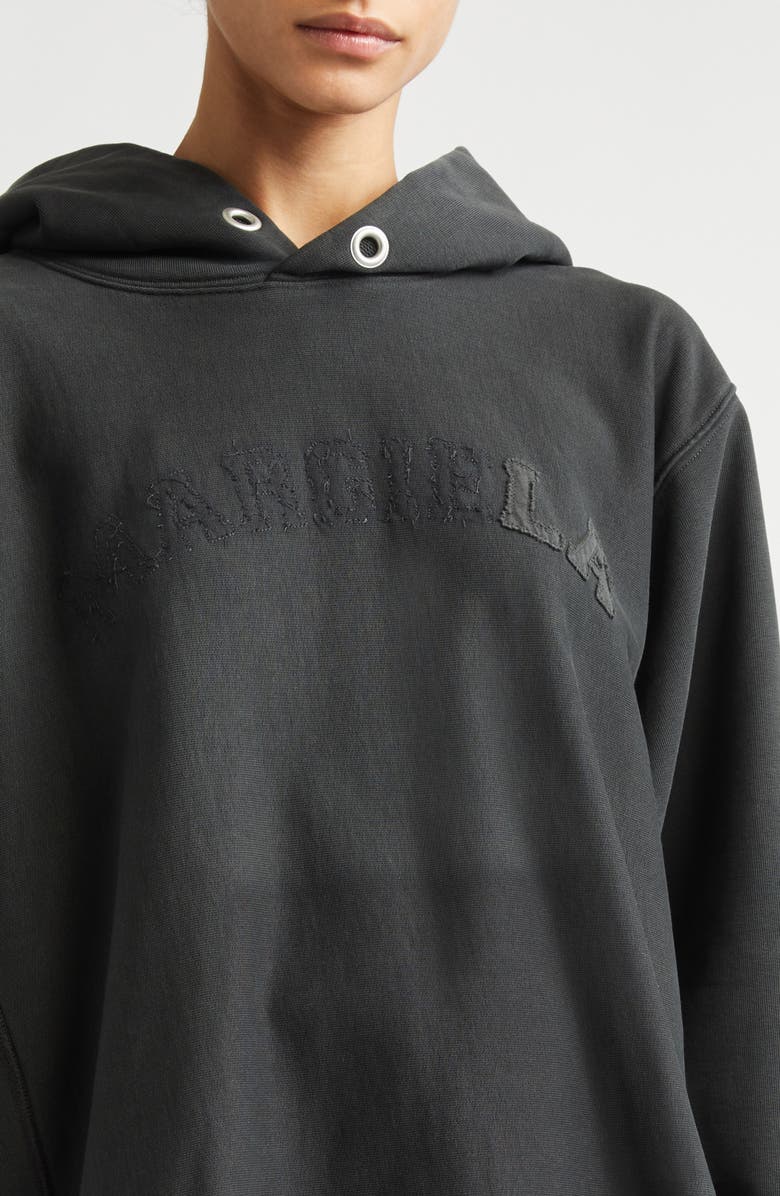 Maison Margiela Décortiqué Logo Raw Cut Fleece Hoodie, Alternate, color, Vintage Carbon