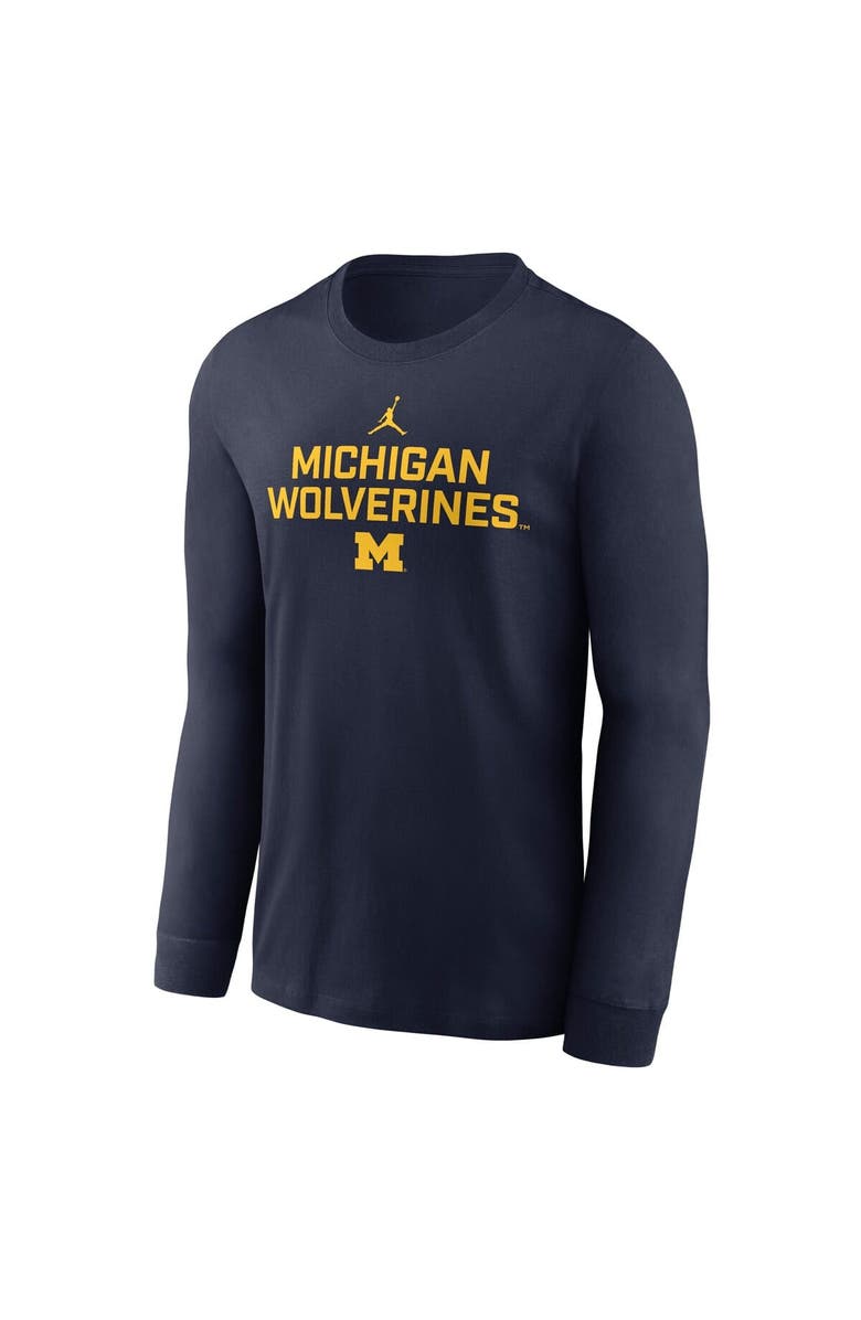 Jordan Brand Men's Jordan Brand Navy Michigan Wolverines 2025 Sideline Performance Long Sleeve T-Shirt, Alternate, color,