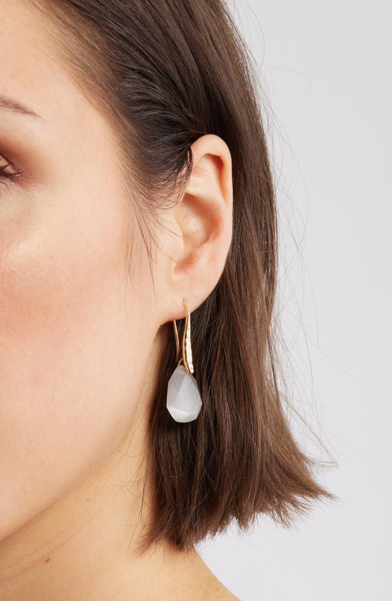 Nordstrom Teardrop Semiprecious Stone Drop Earrings, Alternate, color, White- Gold