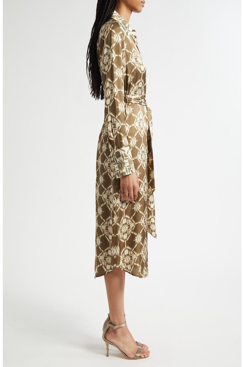 Victoria Tile Print Long Sleeve Shirtdress, Alternate, color, OLIVE TILE PRINT