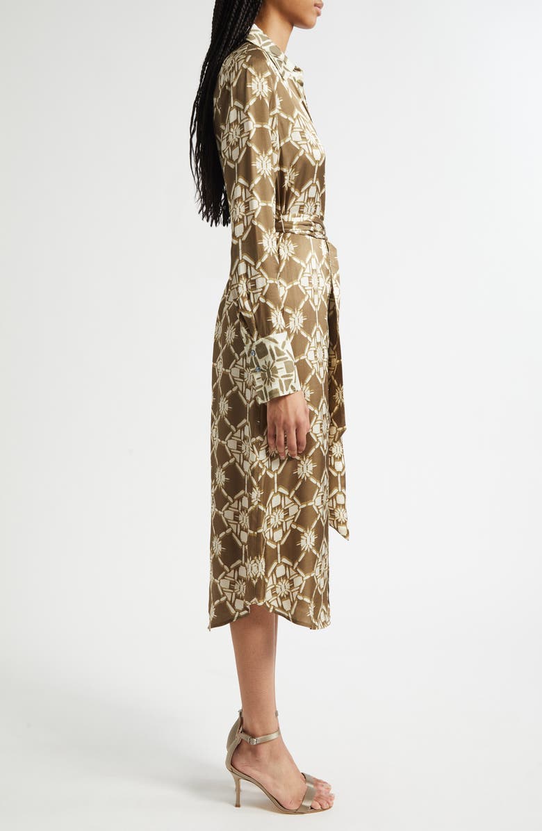 Ramy Brook Victoria Tile Print Long Sleeve Shirtdress, Alternate, color, Olive Tile Print