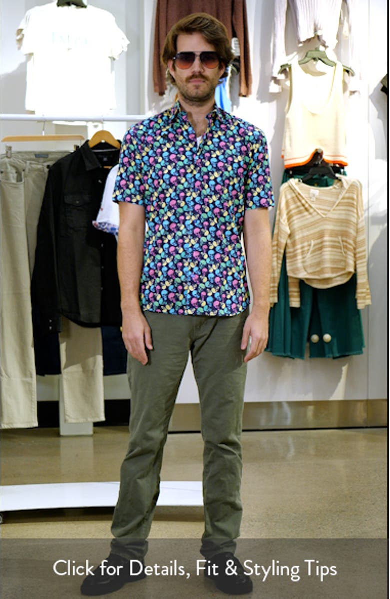 Galileo Skull Regular Fit Short Sleeve Button-Up Shirt, sales video thumbnail