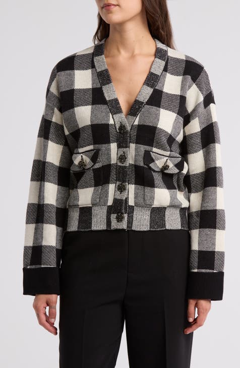 Birdseye Buffalo Plaid Cardigan