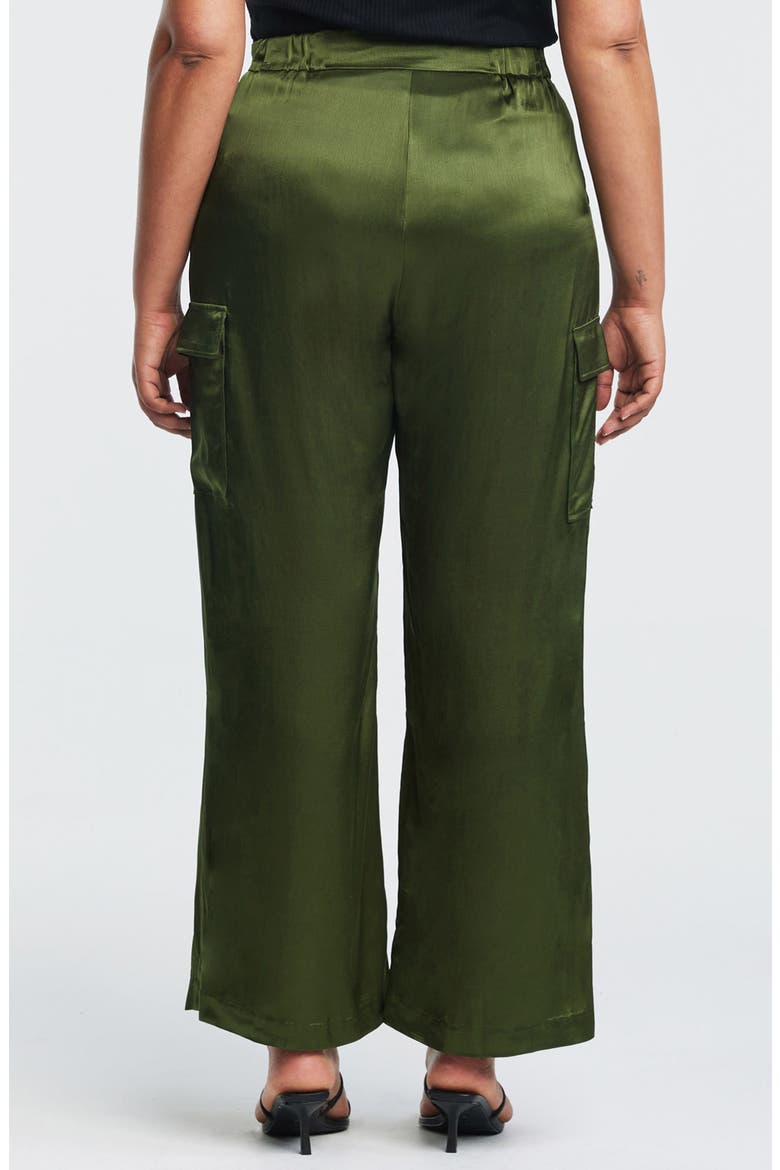 Tess Satin Wide Leg Pants, Alternate, color, OLIVE