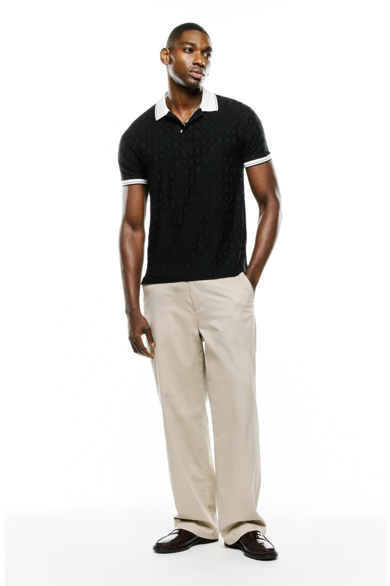 Garry Performance Jacquard Polo, Alternate, color, BLACK