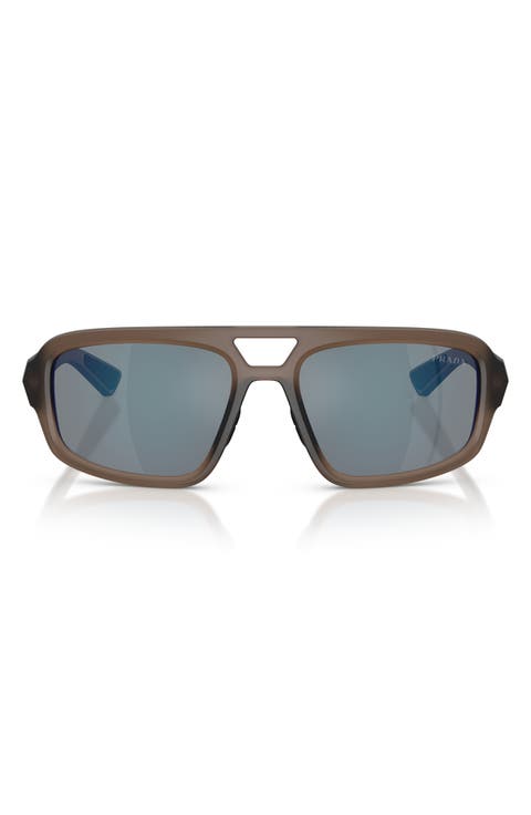 57mm Mirrored Irregular Sunglasses