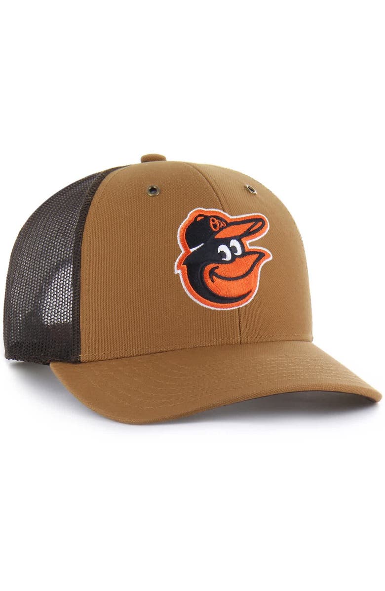 CARHARTT X 47 Men's Carhartt x '47  Brown Baltimore Orioles Trucker Adjustable Hat, Alternate, color, Brown