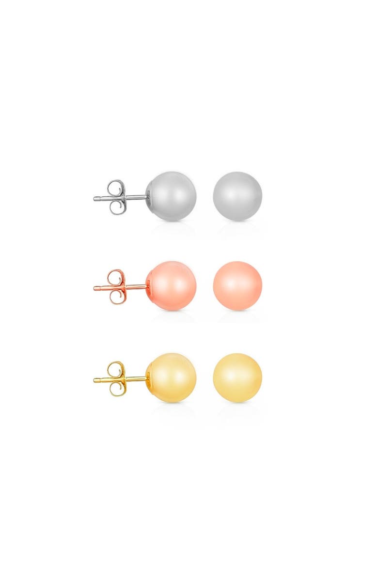 3PK Sterling Silver Small Ball Studs, Main, color, Silver