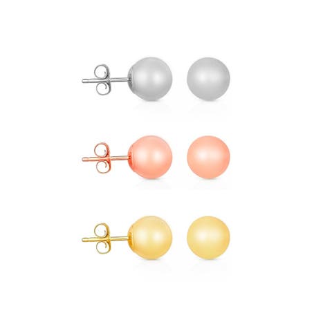 3PK Sterling Silver Small Ball Studs