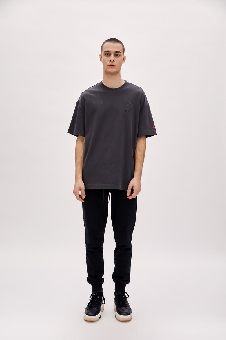 Cotton Tee With Emboss Detail, Alternate, color, GREY