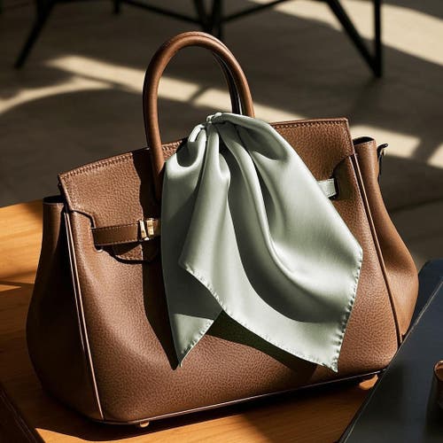 Silksilky Pure Silk Solid Color Square Scarf In Brown