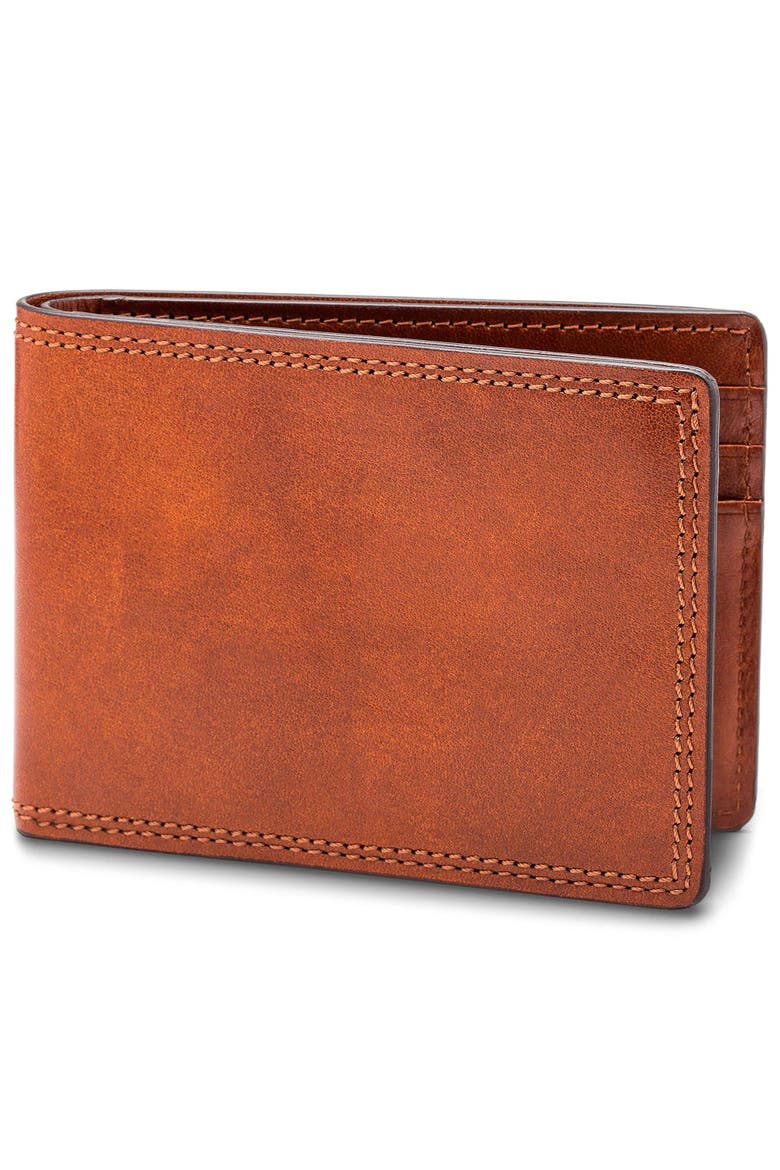 Leather Bifold Wallet, Main, color, AMBER