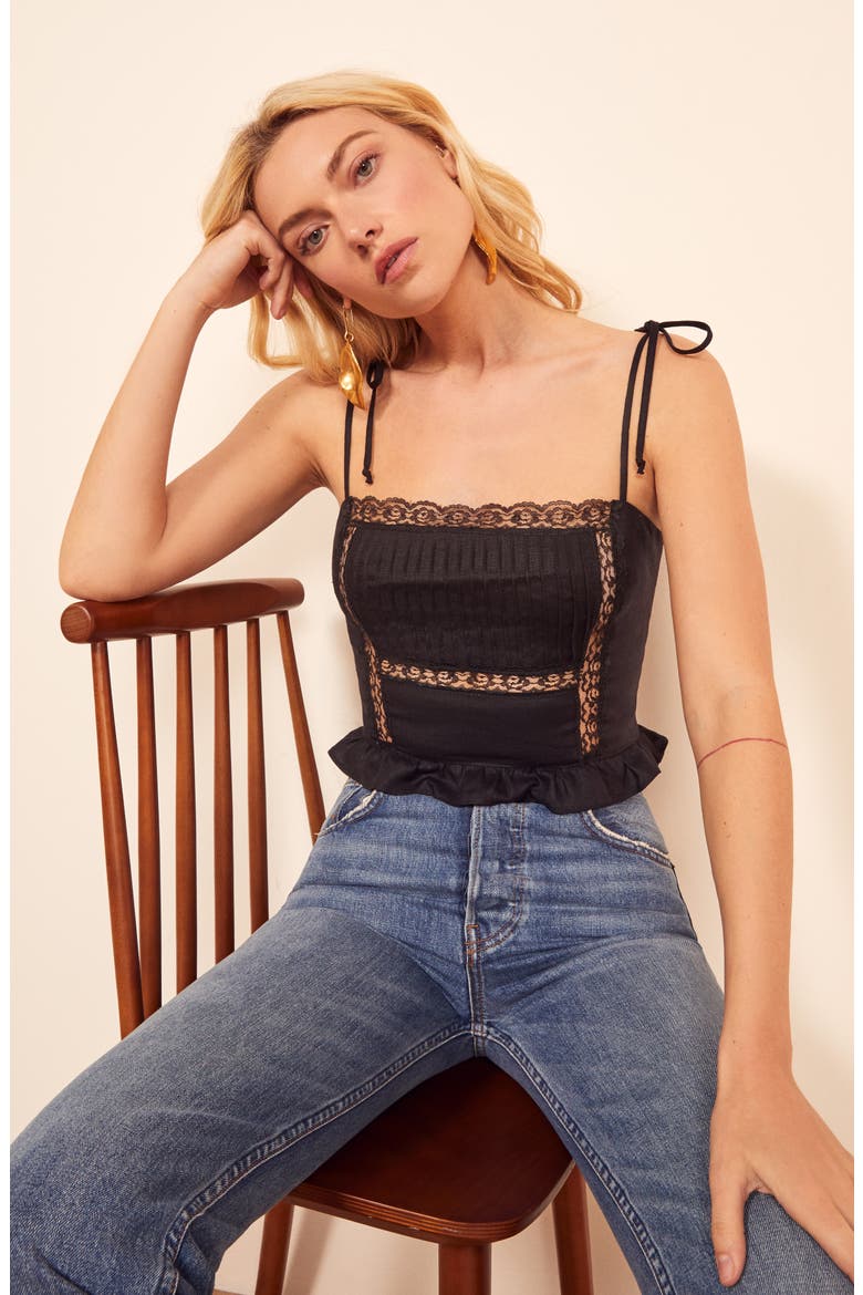 Mason Tie Strap Crop Tank Top, Alternate, color, BLACK