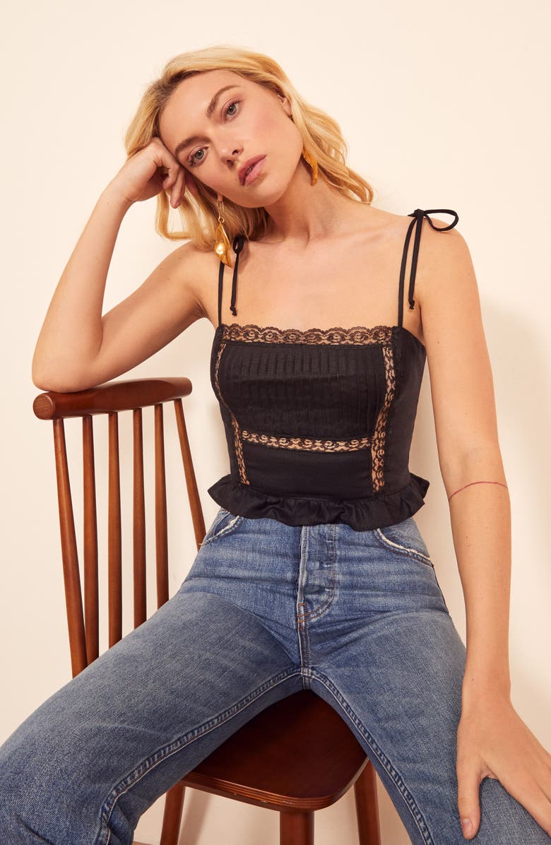 Reformation Mason Tie Strap Crop Tank Top, Alternate, color, 