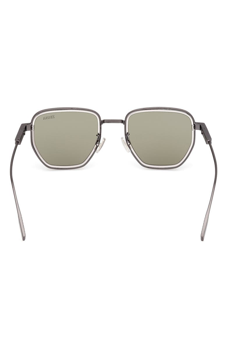 ZEGNA 49mm Geometric Sunglasses, Alternate, color, Matte Gunmetal