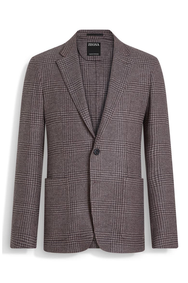 Trofeo Houndstooth Plaid Stretch Wool & Cashmere Sport Coat, Alternate, color, GREY/PINK
