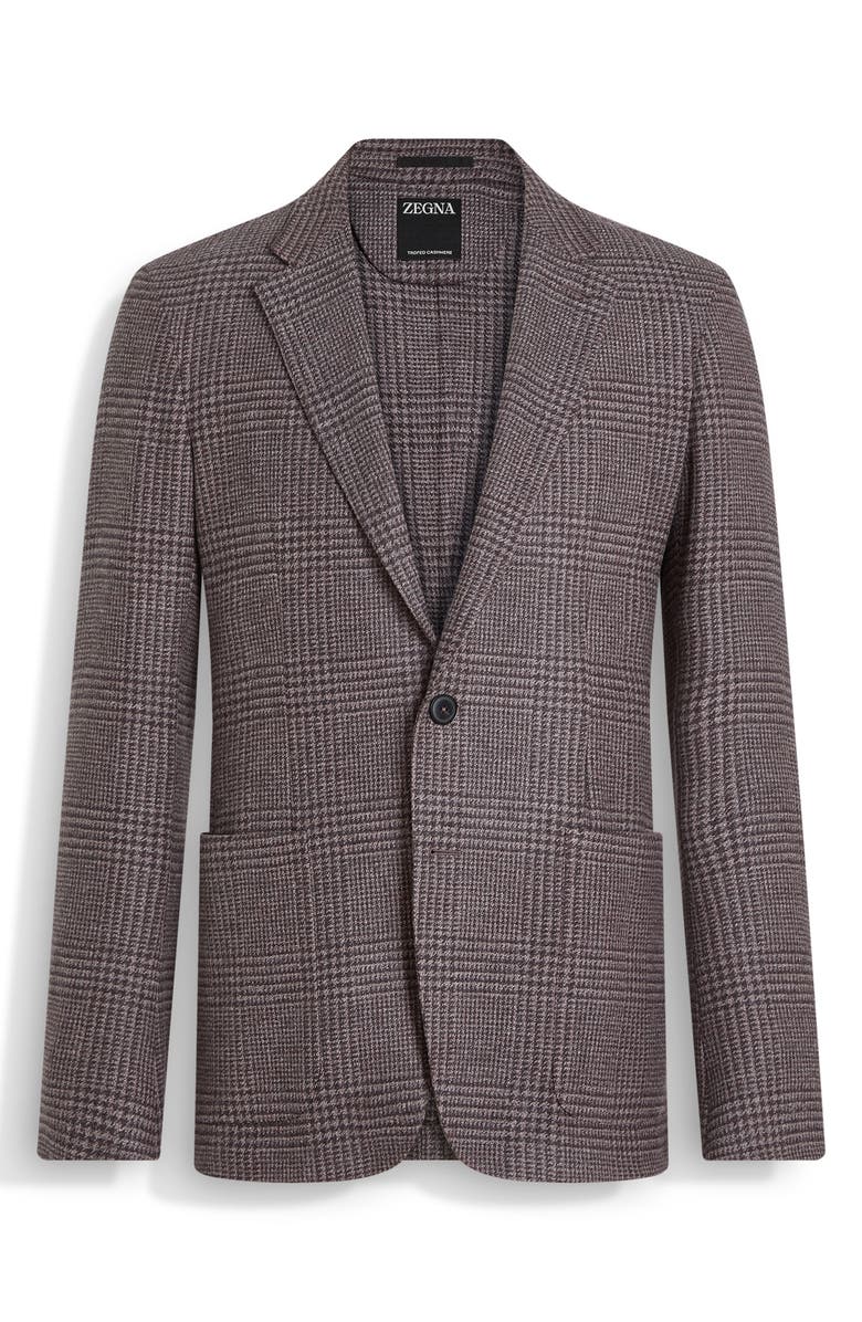 ZEGNA Trofeo Houndstooth Plaid Stretch Wool & Cashmere Sport Coat, Alternate, color, Grey/Pink