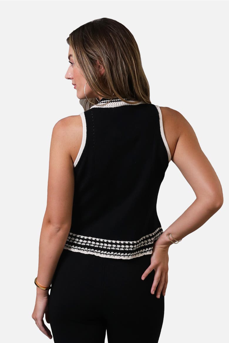 Charli Crochet Edge Collared Top, Alternate, color, BLACK