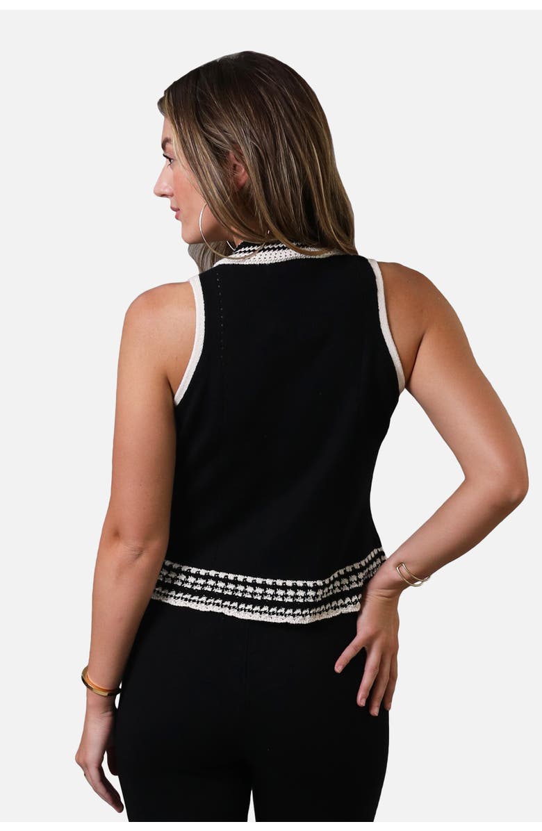 Central Park West Charli Crochet Edge Collared Top, Alternate, color, Black