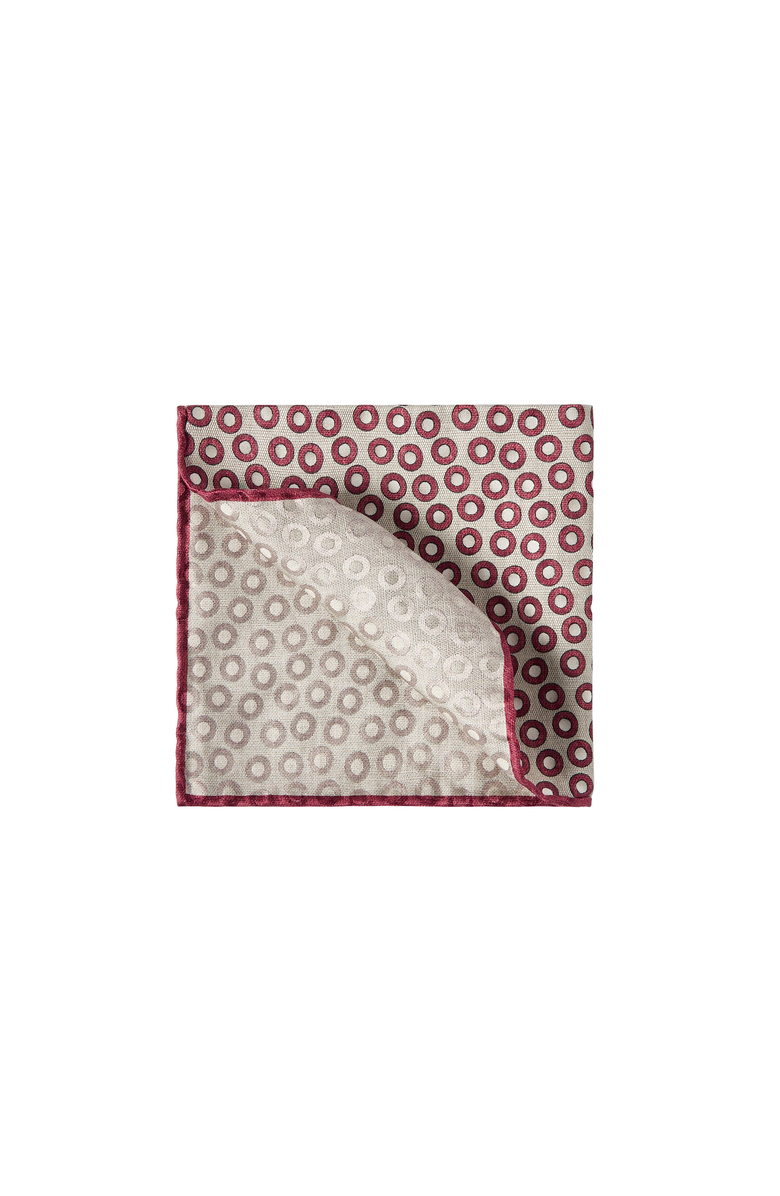 Brunello Cucinelli Spotted pattern silk pocket square, Alternate, color, Grey