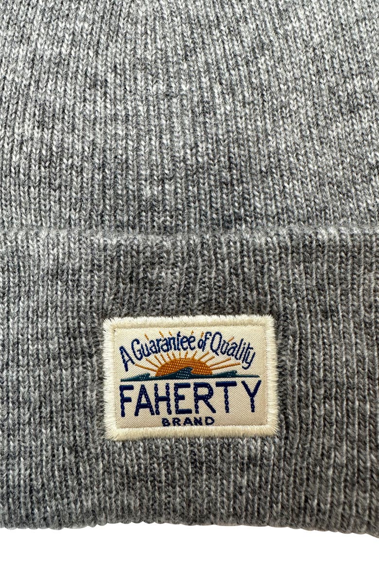 Faherty Core Logo Beanie, Alternate, color, Grey Heather