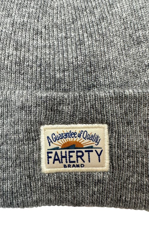 Faherty Core Logo Beanie In Gray