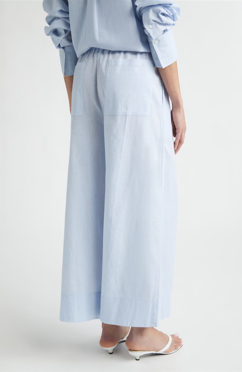 TOTEME Drawstring Cotton & Linen Wide Leg Pants, Alternate, color, Sky