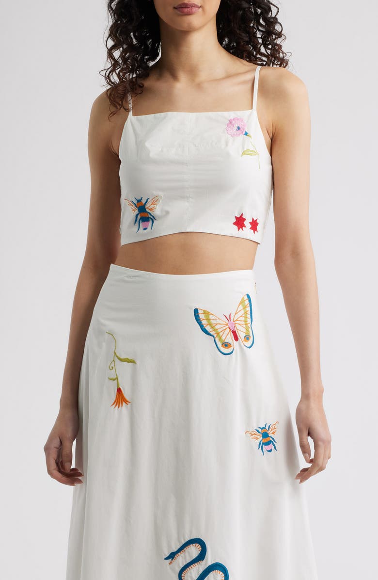 Cleobella Sage Embroidered Organic Cotton Crop Tank, Main, color, Montecito Embroidery Motif