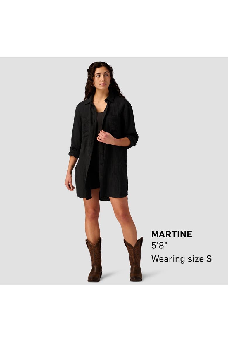 Long Cotton Gauze Long-Sleeve Button-Down - Women's, Alternate, color, Black