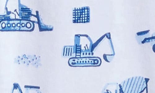 Kissy Kissy Heavy Equipment Print Pima Cotton Zip Footie In Light Blue