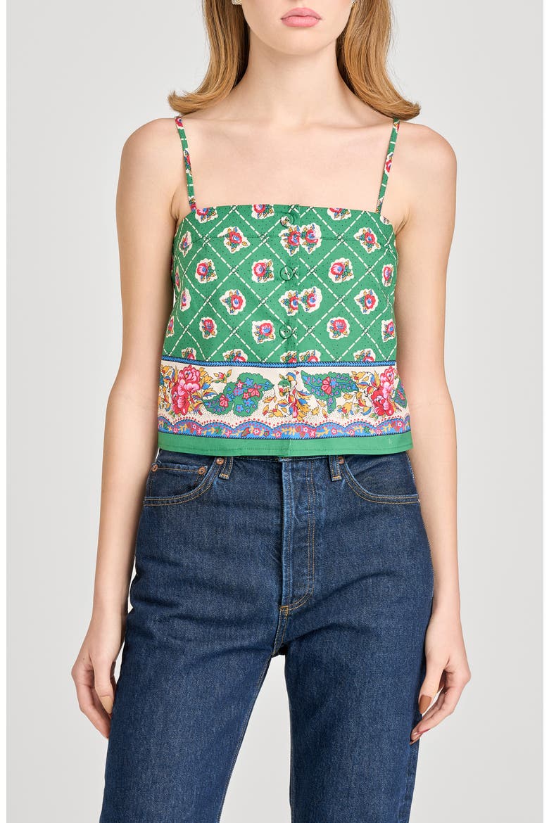 Josefina Mix Print Crop Top, Main, color, GREEN SCARF