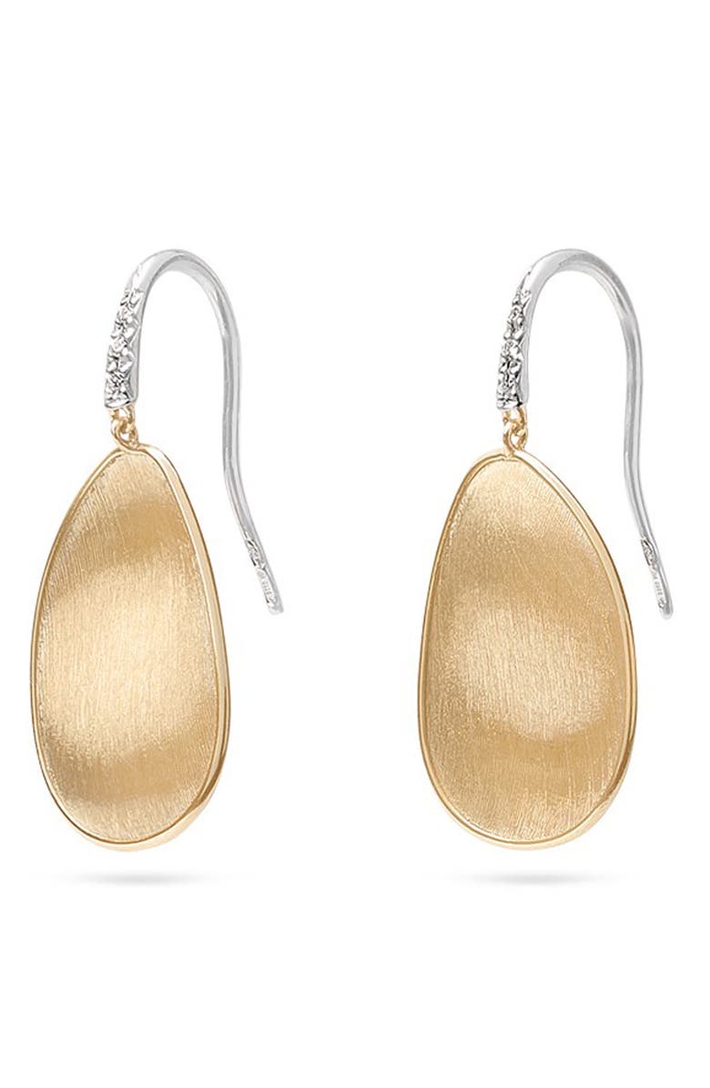 Marco Bicego Lunaria 18K White Gold & Diamond Medium Drop Earrings, Main, color, 18K Yellow Gold