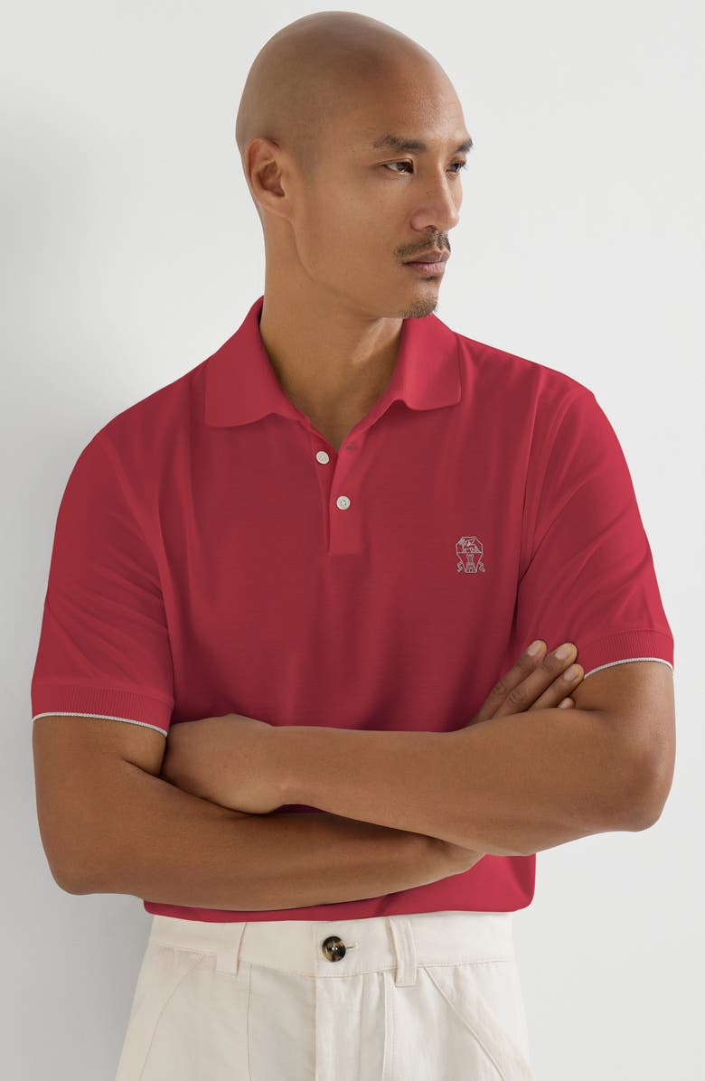 Brunello Cucinelli Piqué polo shirt, Alternate, color, Cherry